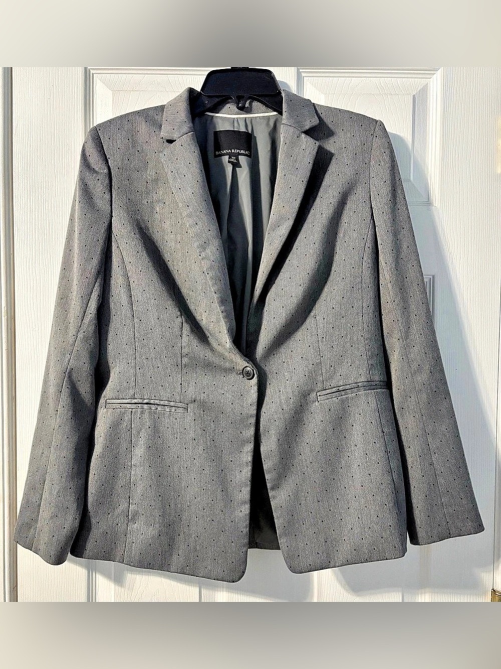 Banana Republic Long and Lean-Fit Inverted Collar Polka Dot Blazer